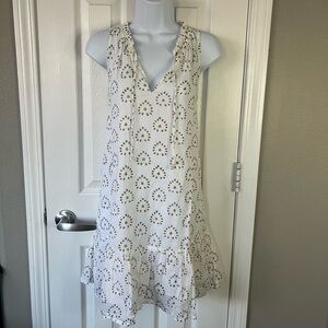 Oliphant Eyelet pattern mini dress white cotton size small